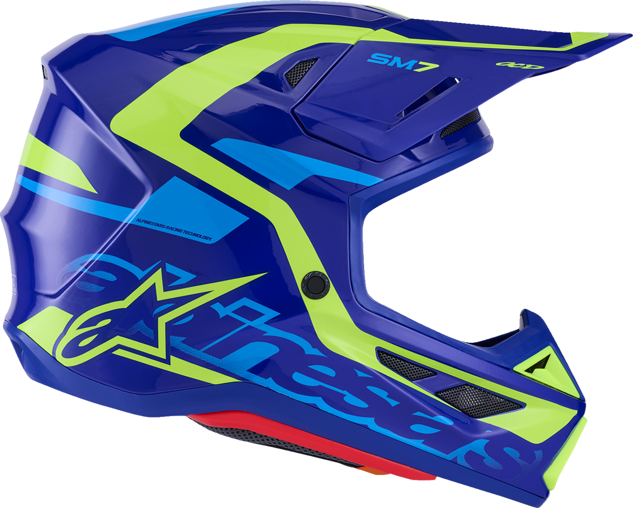 ALPINESTARS SM7 Helmet - Deed - Gloss Blue/Yellow Fluo - XL 8302426-7253-XL