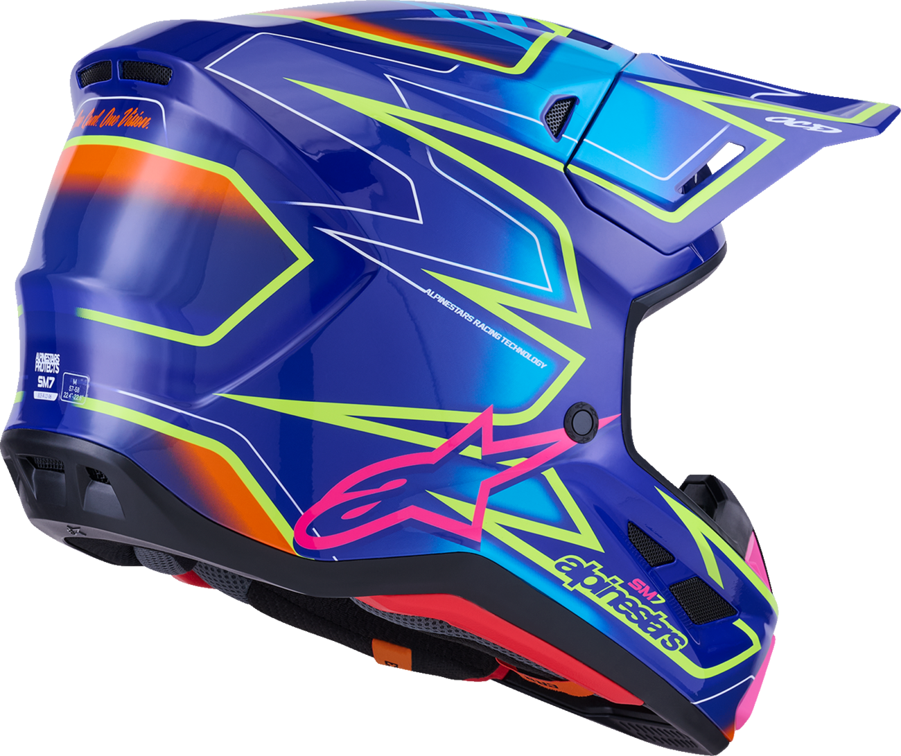 ALPINESTARS SM7 Helmet - Cast - Gloss/Blue/Pink/Yellow Fluo - XS 8302626-7254-XS