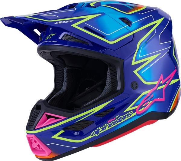 ALPINESTARS SM7 Helmet - Cast - Gloss/Blue/Pink/Yellow Fluo - Large 8302626-7254-L