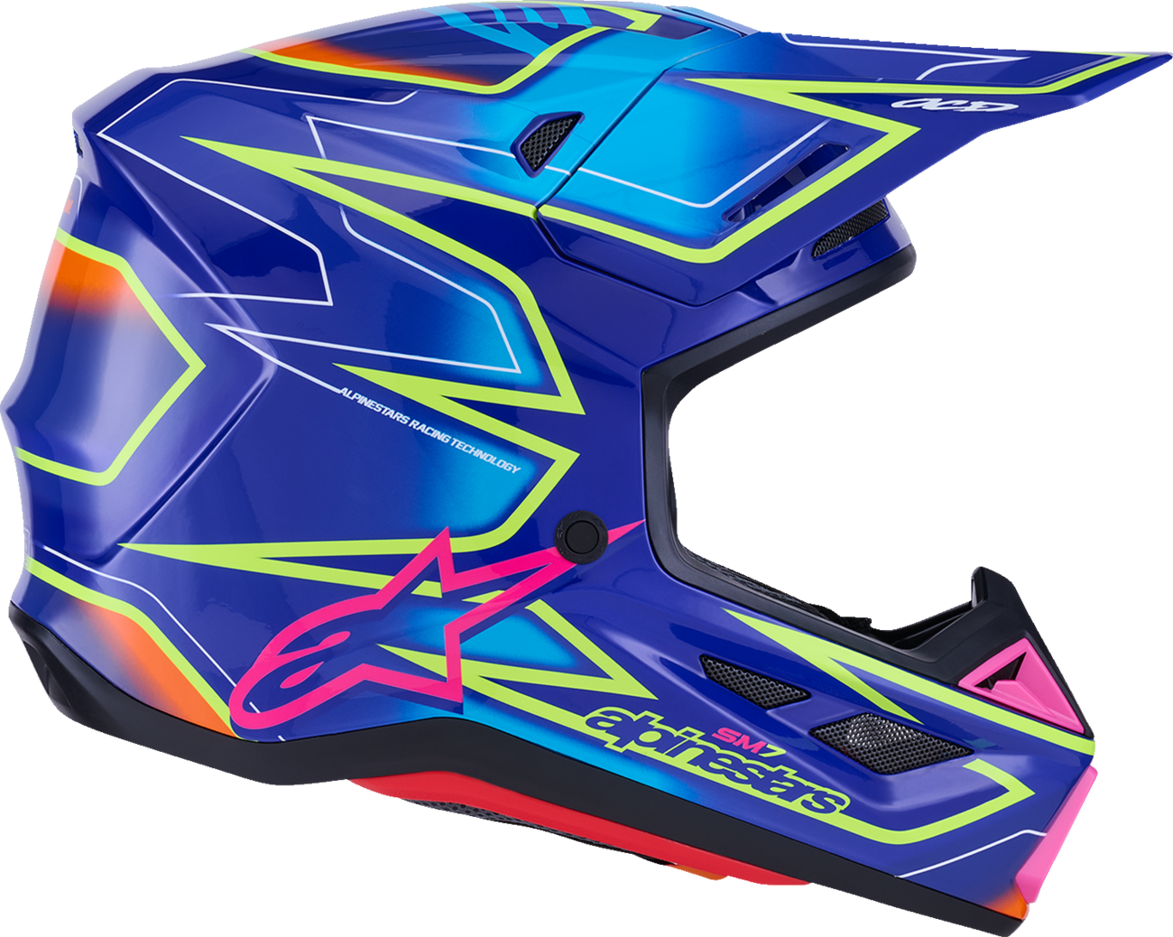 ALPINESTARS SM7 Helmet - Cast - Gloss/Blue/Pink/Yellow Fluo - Medium 8302626-7254-M