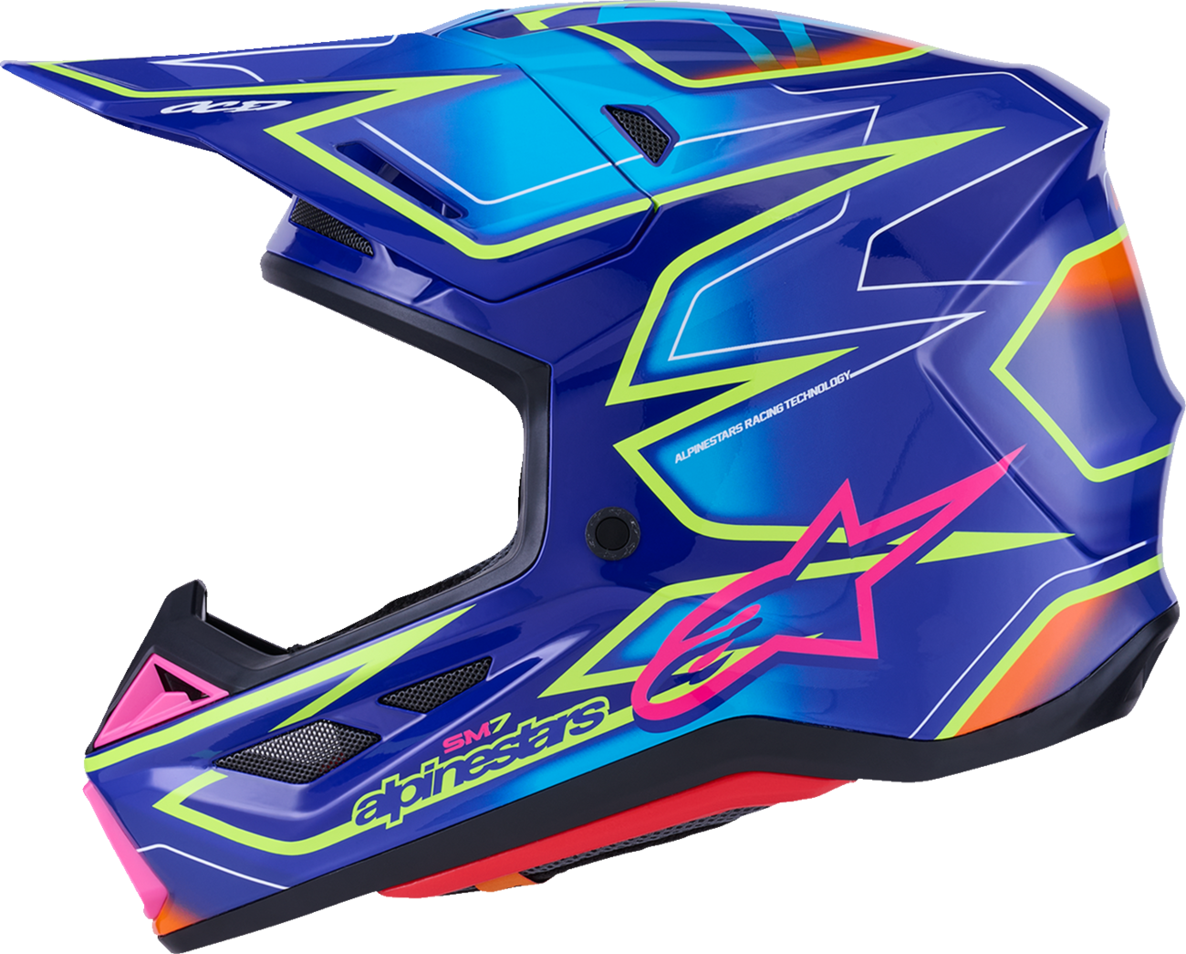 ALPINESTARS SM7 Helmet - Cast - Gloss/Blue/Pink/Yellow Fluo - Medium 8302626-7254-M