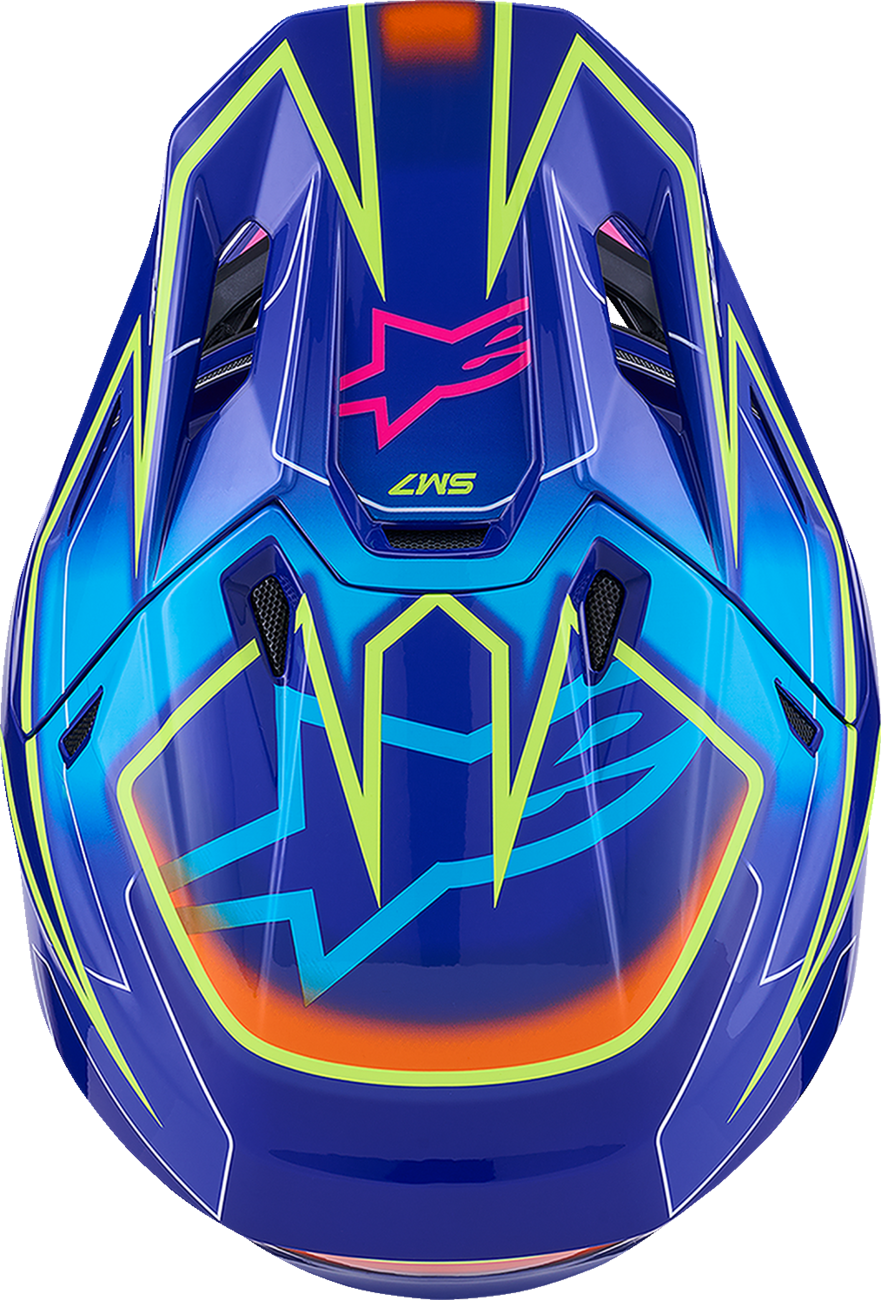 ALPINESTARS SM7 Helmet - Cast - Gloss/Blue/Pink/Yellow Fluo - 2XL 8302626-7254-XXL