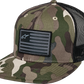 ALPINESTARS Flag Flat Trucker Hat - Camo Green/Black 1235-81960-6173-OS