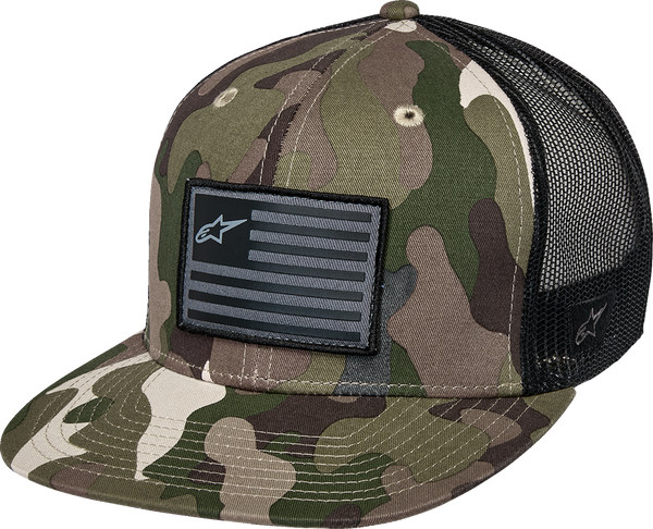 Alpinestars Flag Flat Trucker Hat - Camo Green/Black 1235-81960-6173-OS