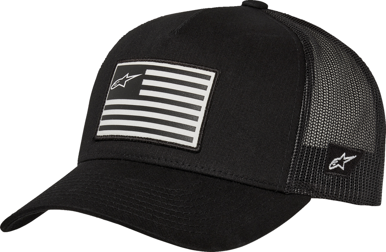ALPINESTARS Flag Flat Trucker Hat - Black/Black 1235-81960-1010-OS