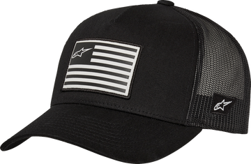 ALPINESTARS Flag Flat Trucker Hat - Black/Black 1235-81960-1010-OS