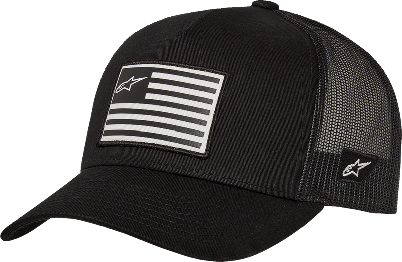 ALPINESTARS Flag Flat Trucker Hat - Black/Black 1235-81960-1010-OS
