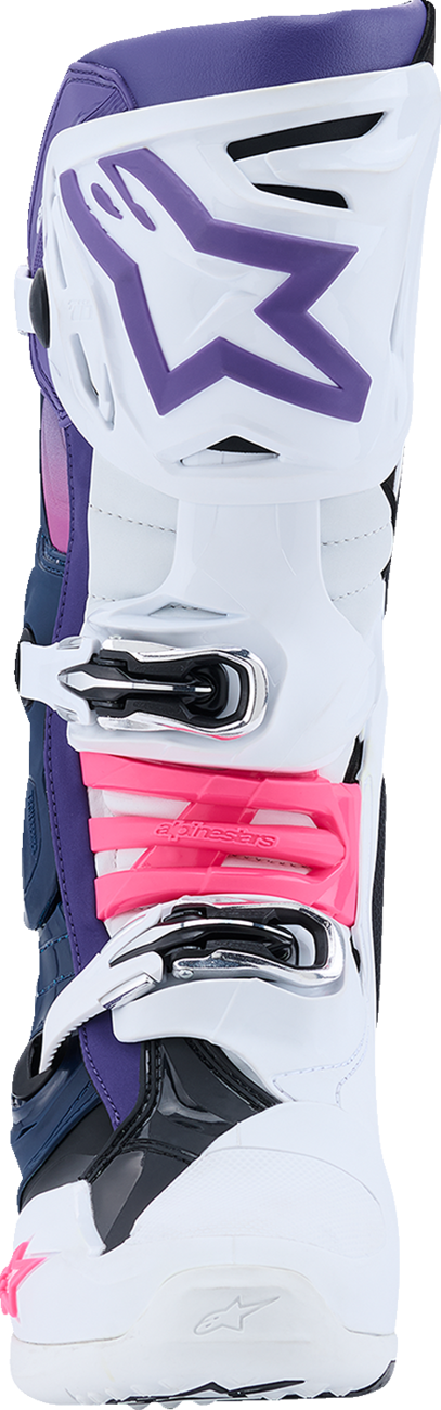 ALPINESTARS Tech 10 Boots - White/Violet/Navy/Pink Fluorescent - US 10 / EU 44.5 2010020-2780-10