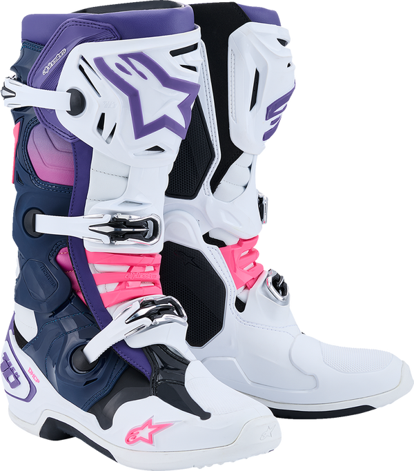 ALPINESTARS Tech 10 Boots - White/Violet/Navy/Pink Fluorescent - US 12 / EU 47 2010020-2780-12