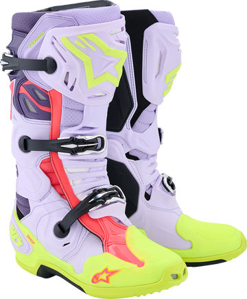 ALPINESTARS Tech 10 Supervented Boots - Purple/Fluorescent Yellow/Diva Pink - US 7 / EU 40.5 2010520-3150-7