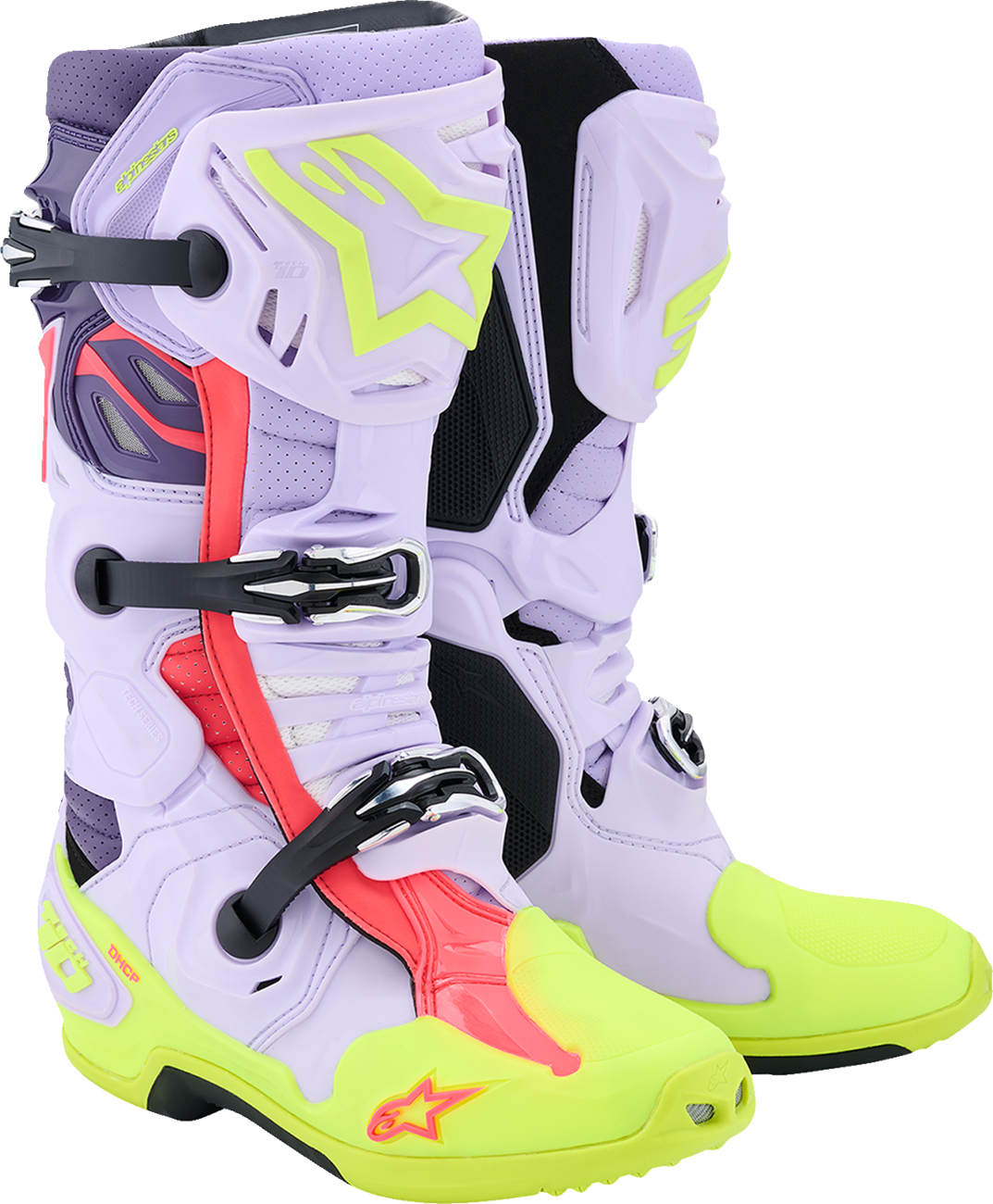 ALPINESTARS Tech 10 Supervented Boots - Purple/Fluorescent Yellow/Diva Pink - US 9 / EU 43 2010520-3150-9