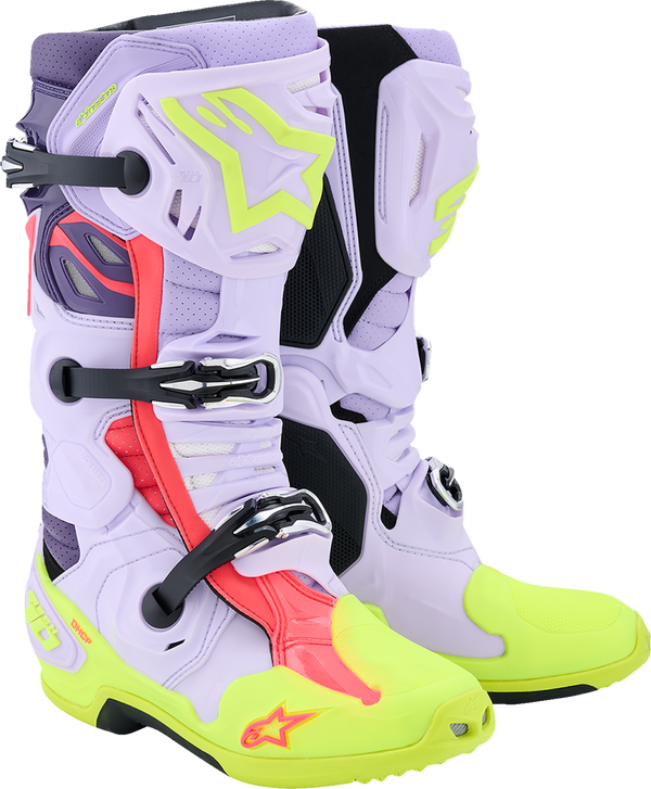 ALPINESTARS Tech 10 Supervented Boots - Purple/Fluorescent Yellow/Diva Pink - US 14 / EU 49.5 2010520-3150-14