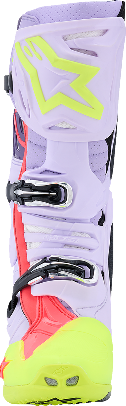 ALPINESTARS Tech 10 Supervented Boots - Purple/Fluorescent Yellow/Diva Pink - US 14 / EU 49.5 2010520-3150-14