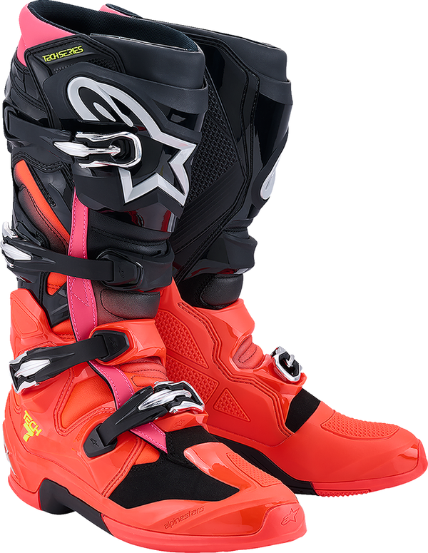ALPINESTARS Tech 7 Boots - Black/Fluorescent Red/Fluorescent Pink - US 12 / EU 47 2012025-1576-12