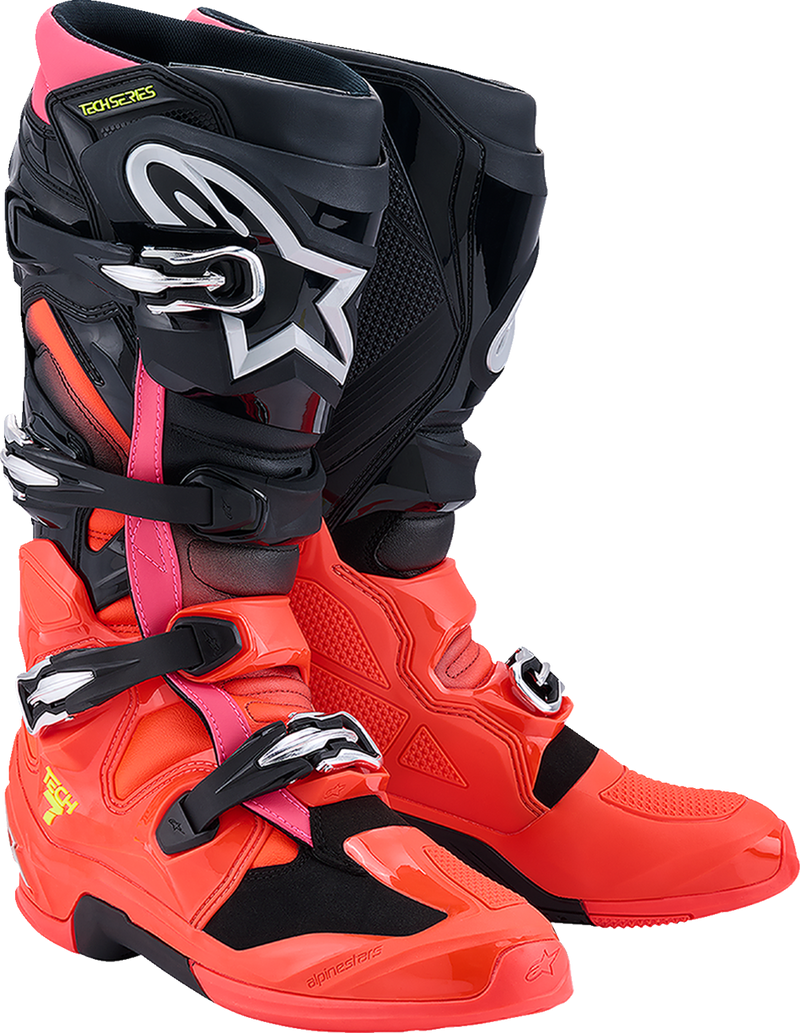 ALPINESTARS Tech 7 Boots - Black/Fluorescent Red/Fluorescent Pink - US 13 / EU 48 2012025-1576-13