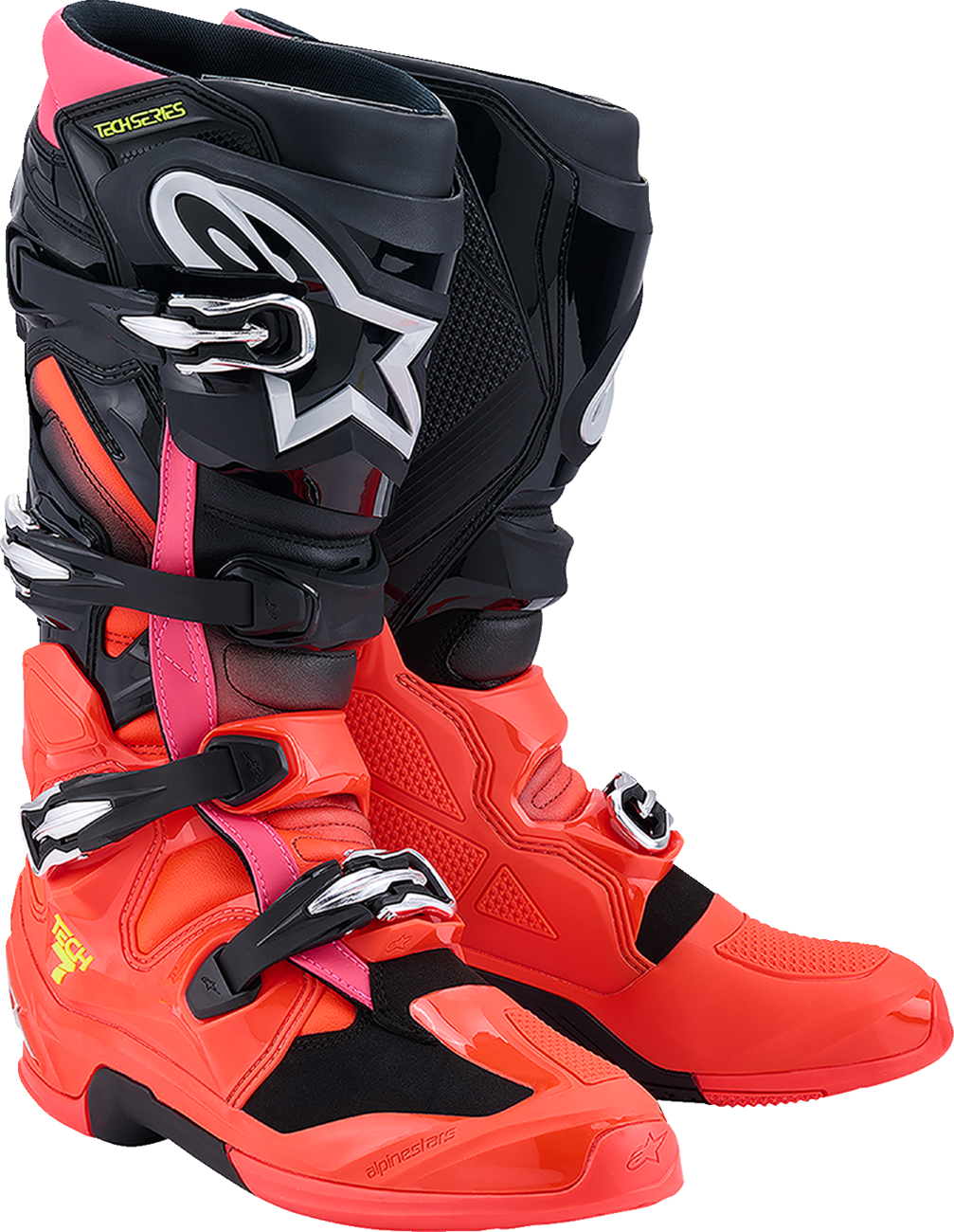 ALPINESTARS Tech 7 Boots - Black/Fluorescent Red/Fluorescent Pink - US 14 / EU 49.5 2012025-1576-14