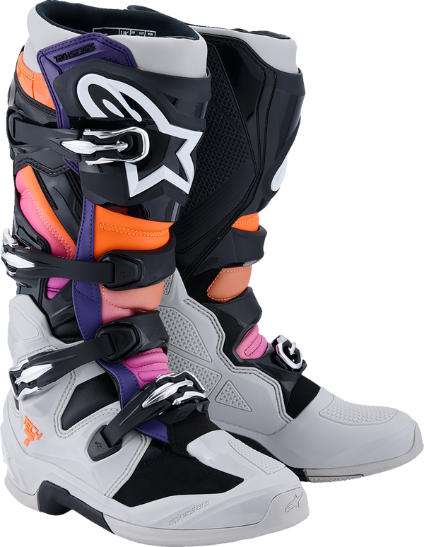 Alpinestars Tech 7 Boots - Black/Light Gray/Fluorescent Orange/Magenta - US 8 / EU 42 2012025-1594-8