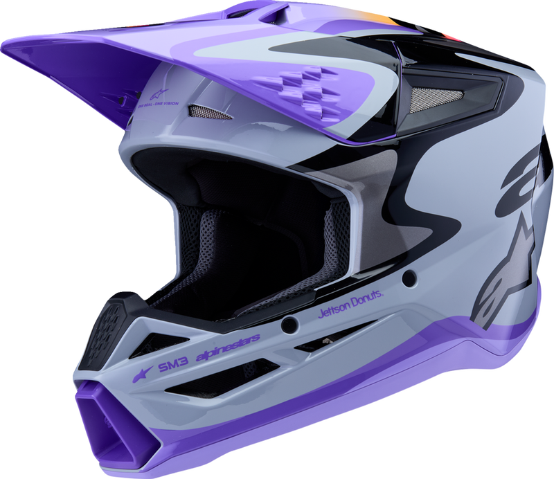 ALPINESTARS Youth SM3 Helmet - Jettson - Glosss Black/Gray/Purple - Medium 8303226-9277-YM