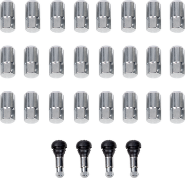 MOOSE OFFROAD Lug Nuts with Valve Stems - 12 mm x 1.50 - Chrome - Tapered - 24 Pack SP300MO207-24