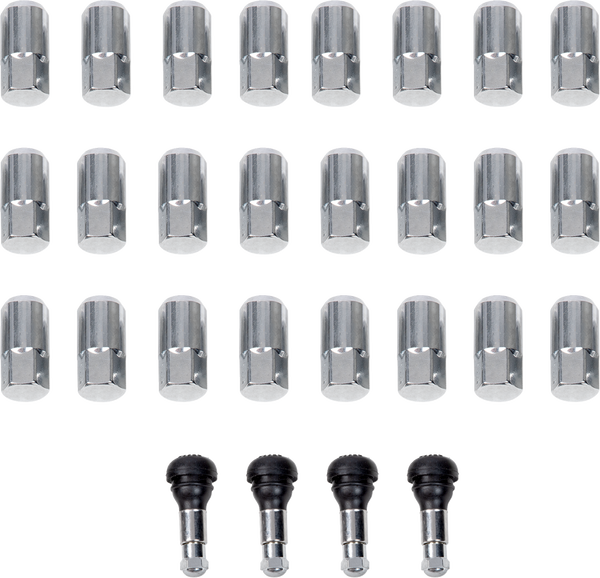 Moose Offroad Lug Nuts with Valve Stems - 12 mm x 1.50 - Chrome - Tapered - 24 Pack SP300MO207-24