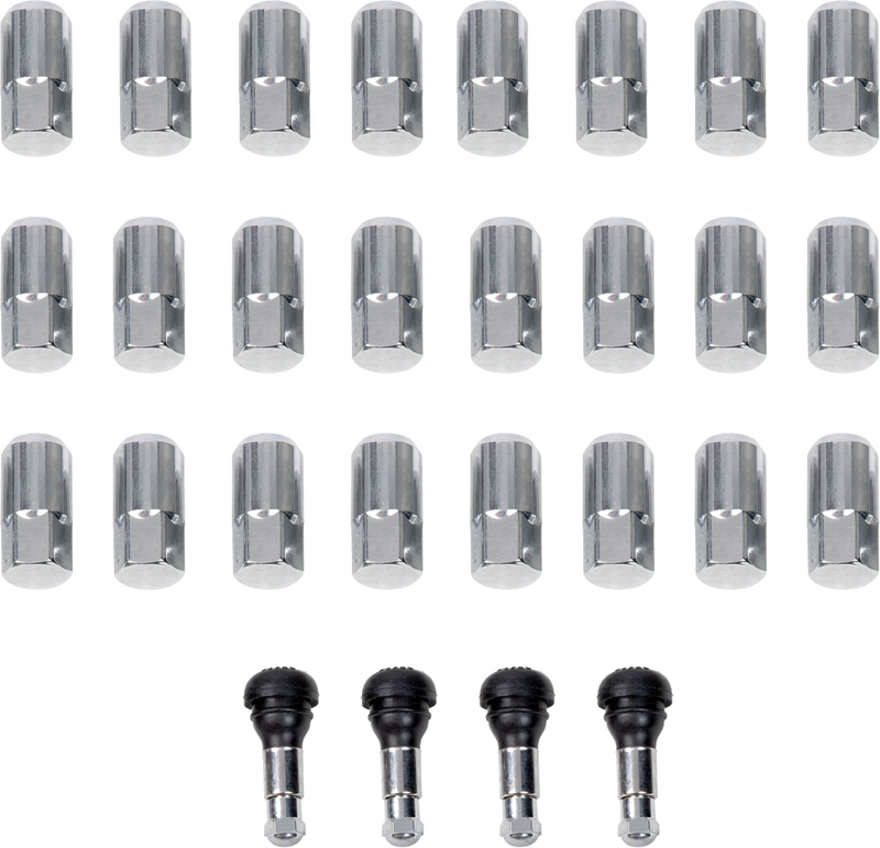 MOOSE OFFROAD Lug Nuts with Valve Stems - 12 mm x 1.50 - Chrome - Tapered - 24 Pack SP300MO207-24