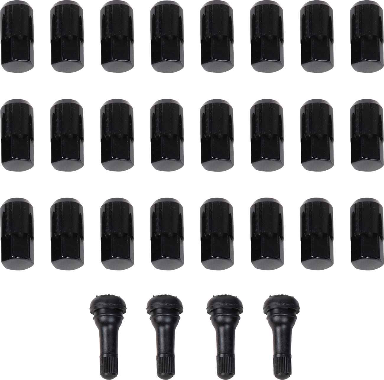 MOOSE OFFROAD Lug Nuts with Valve Stems - 12 mm x 1.50 - Black - Tapered - 24 Pack SP300MO207B-24