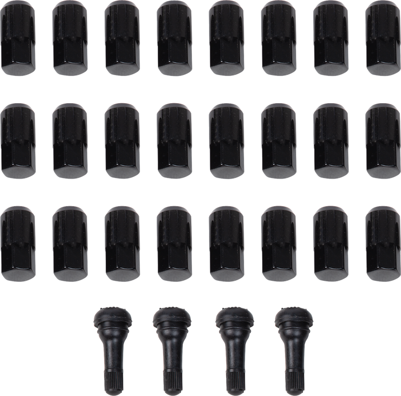 MOOSE OFFROAD Lug Nuts with Valve Stems - 12 mm x 1.50 - Black - Tapered - 24 Pack SP300MO207B-24