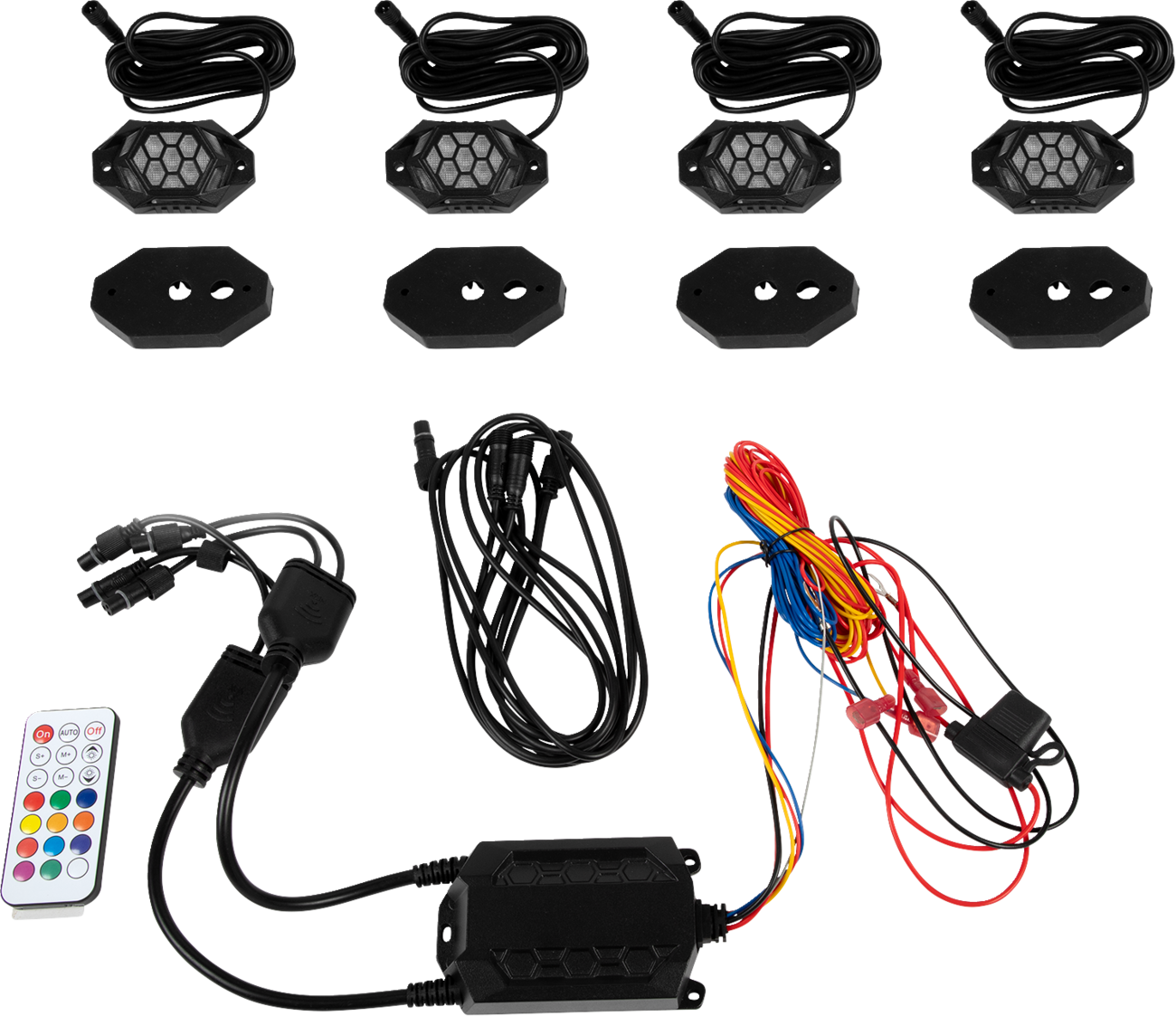 MOOSE OFFROAD Rock Light Kit - RGB - 4 Pods 100-3614-PU
