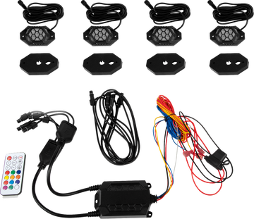 MOOSE OFFROAD Rock Light Kit - RGB - 4 Pods 100-3614-PU