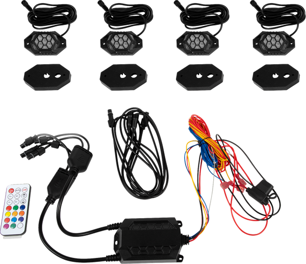 Moose Offroad Rock Light Kit - RGB - 4 Pods 100-3614-PU