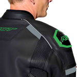 RST S1 D3O Leather CE Jacket - Black/Grey/Fluro Green - 3XL