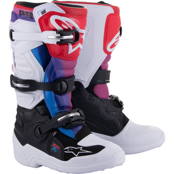 ALPINESTARS Youth Tech 7S Boots - White/Black/Rainbow - US 2 2015017-289-2