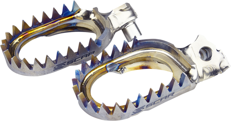 Scar Racing Anti-Mud Foot Pegs - Titanium - Silver - Yamaha YZ/WR/Tenere