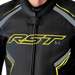RST S1 D3O Leather CE Jacket - Black/Grey/Fluro Yellow - S