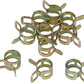 Set of metal hose clamps on a white background