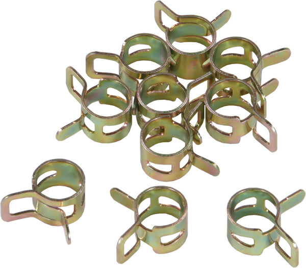 Set of metal hose clamps on a white background