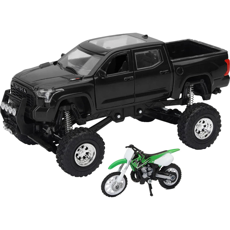 New Ray Replica 4X4 Truck / Dirt Bike Black Tundra Kawasaki