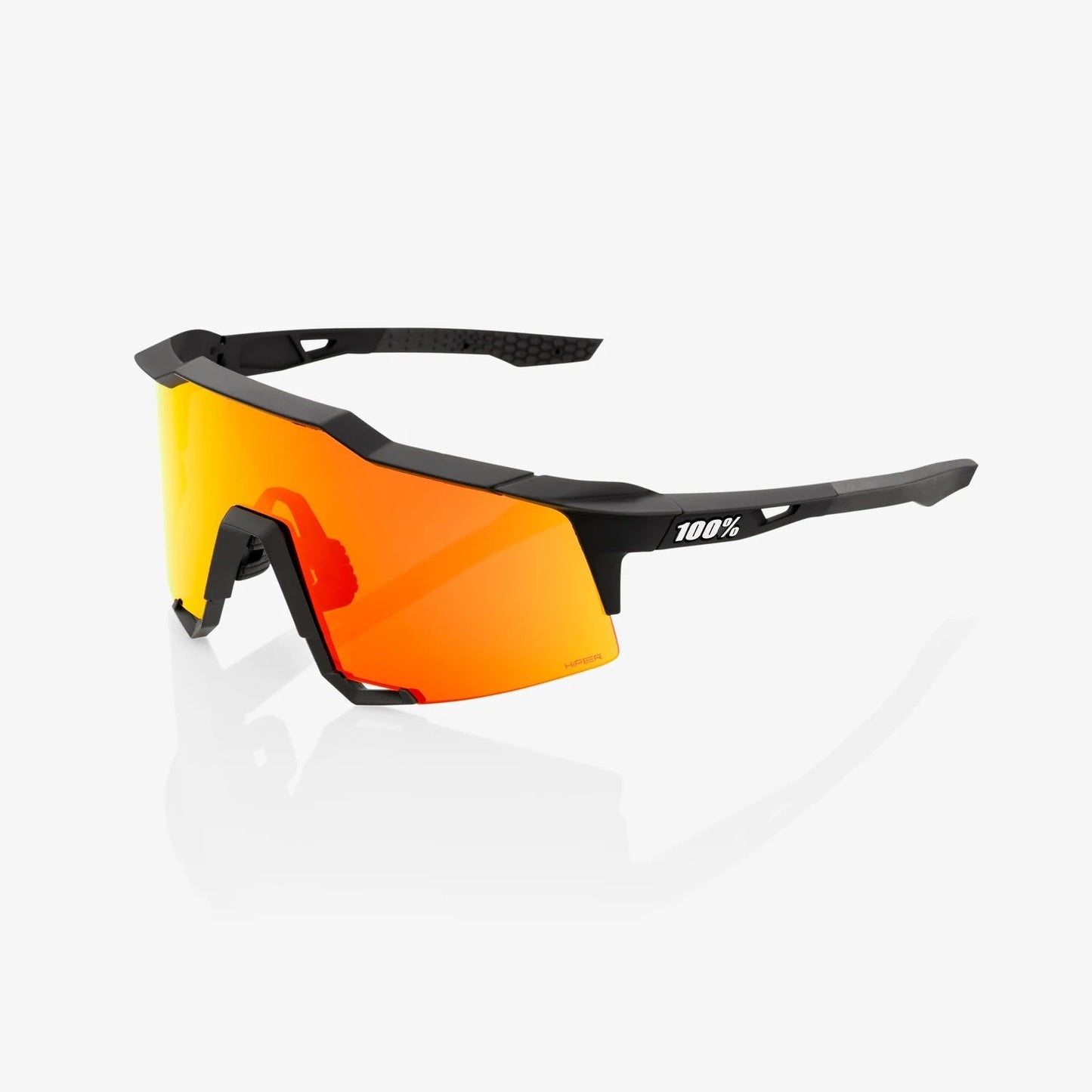 100% SpeedCraft Sunglasses Soft Tact Black - Hiper Red Lens