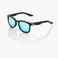 100% Hudson Sunglasses Matte Black - Hiper Blue Multilayer Mirror Lens