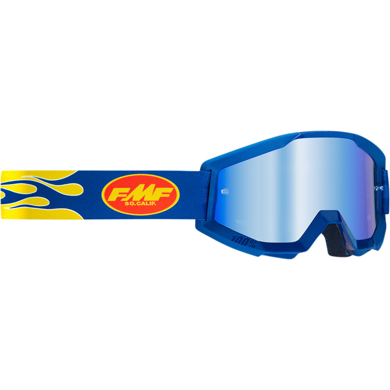 FMF PowerCore Goggles - Flame - Navy - Blue Mirror F-50051-00007