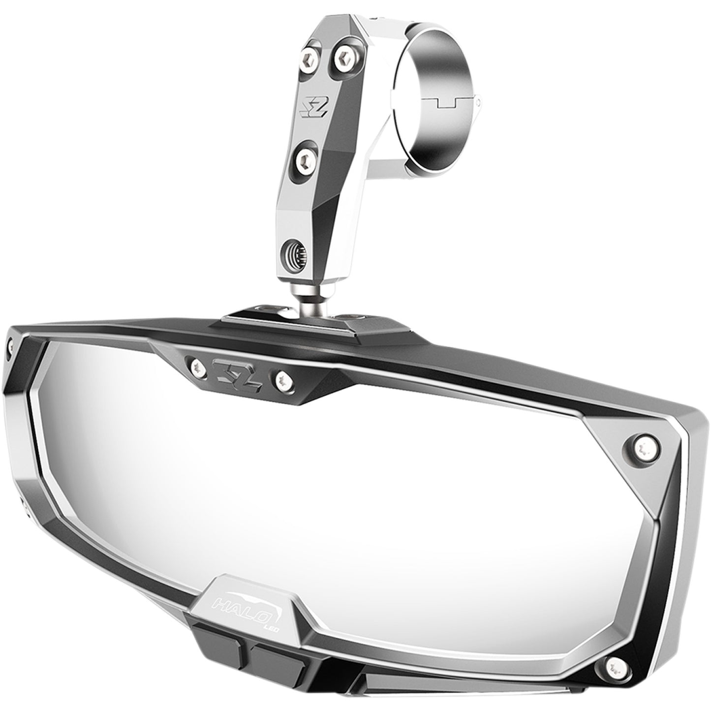 SEIZMIK Mirror - Halo R - Rear View w/LED Cabin Light - Rectangle - Silver w/Silver Bezel - 1.875"/2" ROPS 56-18020