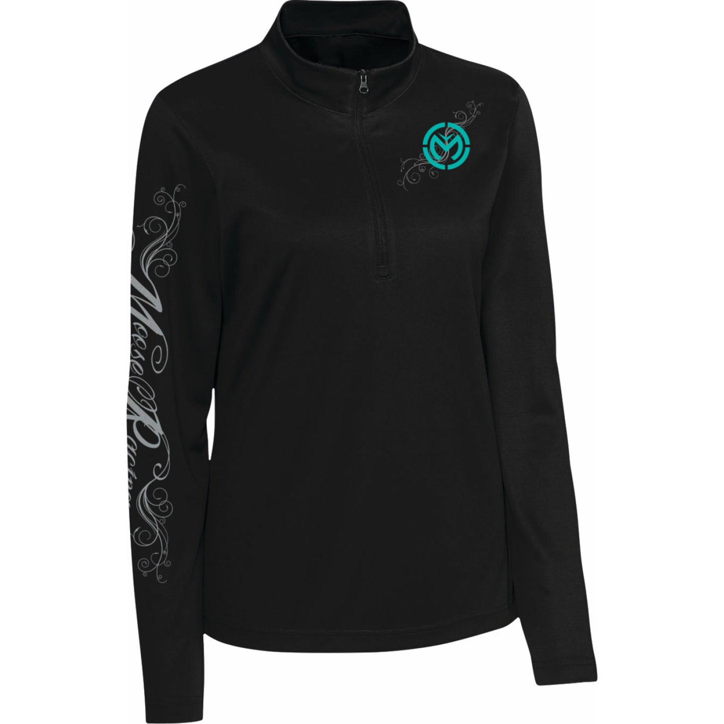 Moose Offroad Women's Flourish Script Quarter Zip Pullover - Black - Large 3051-1233 | Sweats Ladies