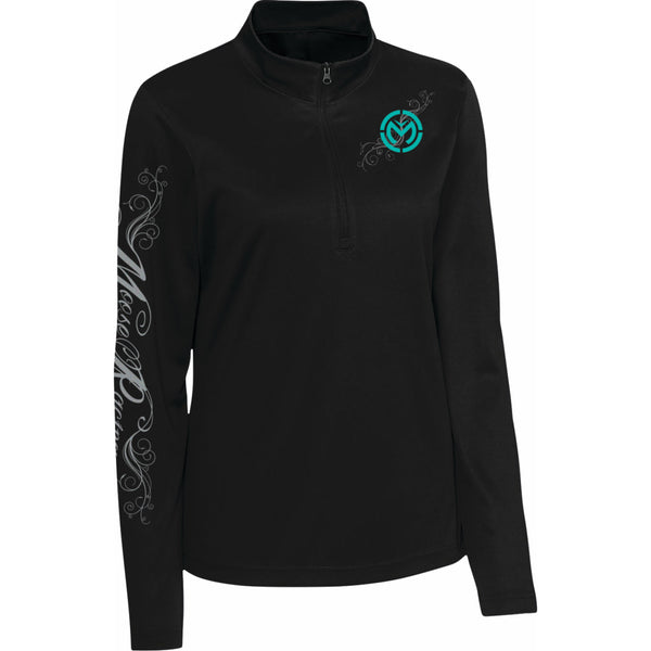 Moose Offroad Women's Flourish Script Quarter Zip Pullover - Black - Large 3051-1233