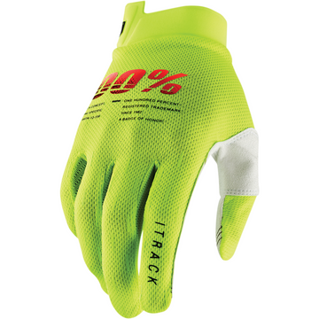 100% itrack Gloves Fluo Yellow Large by 100%