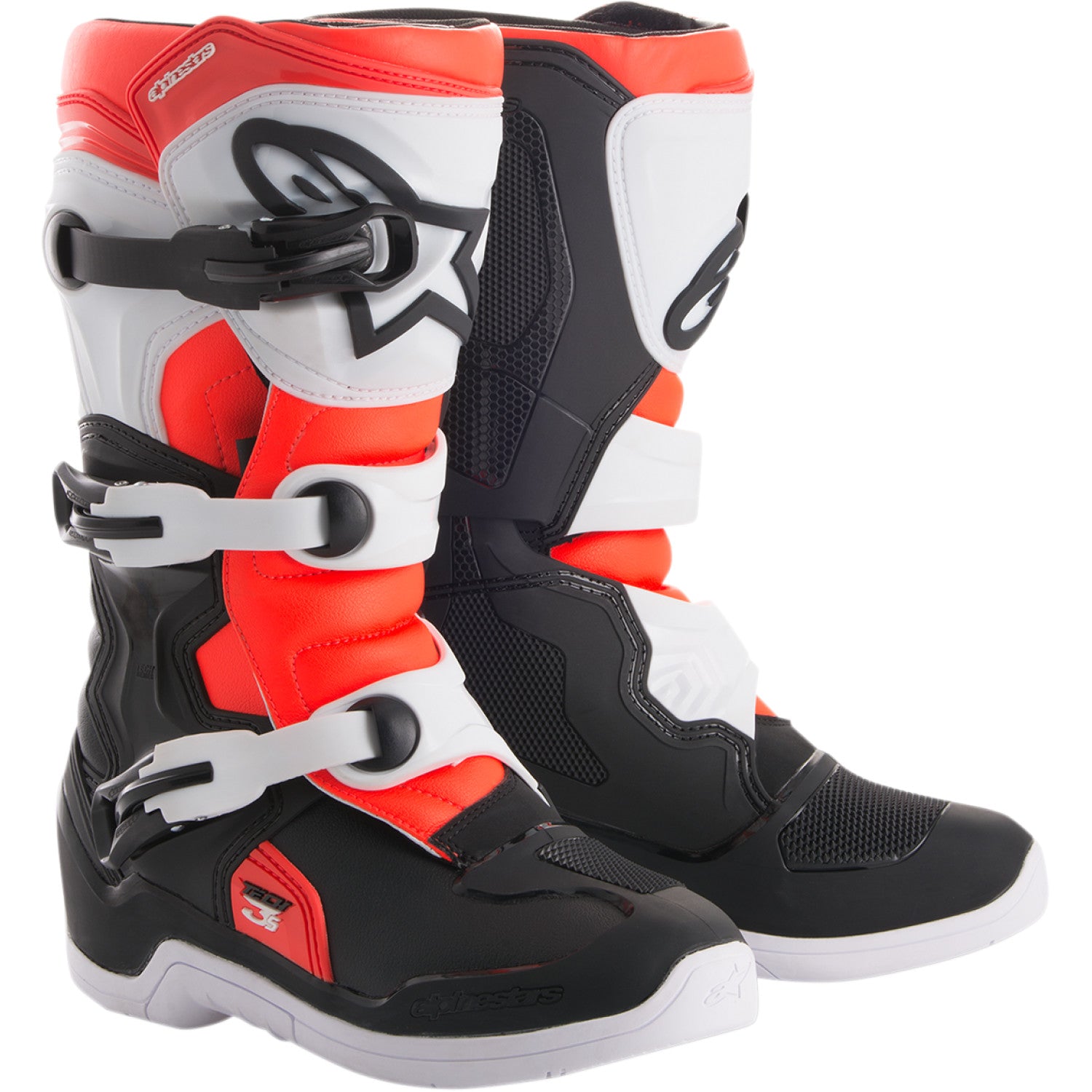 ALPINESTARS Tech 3S Boots - Black/White/Fluorescent Red - US 2 2014018-1231-2