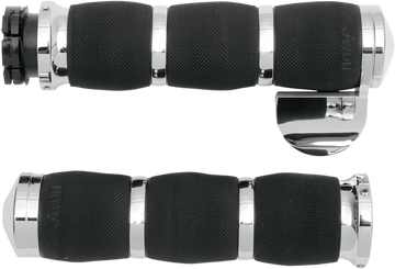 Avon Grips 3-Ring Air Cushioned Grips - Throttle Boss - Chrome MT-AIR-90-CH-B