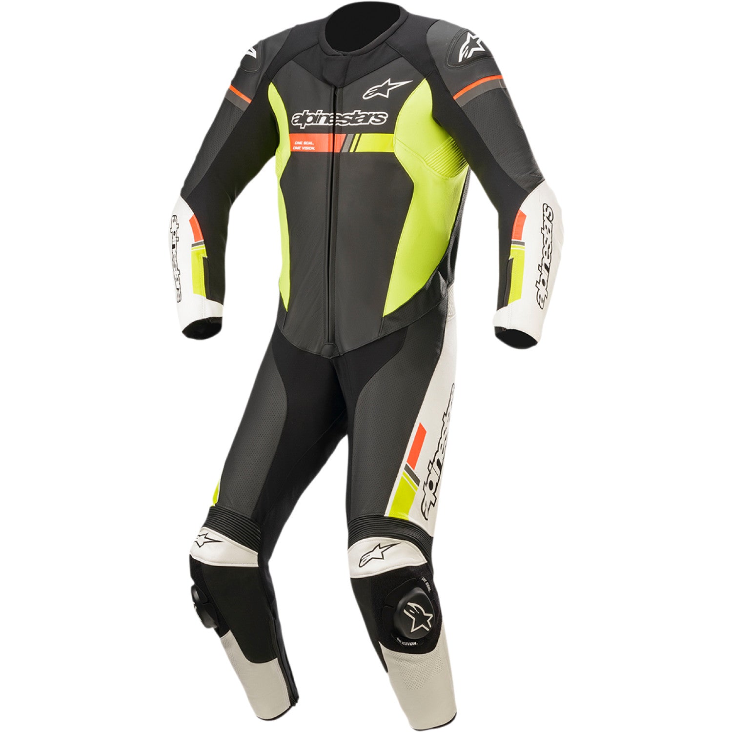 ALPINESTARS GP Force Chaser 1-Piece Leather Suit - Black/White/Red Fluo/Yellow Fluo - US 42 / EU 52 3150321-1236-52