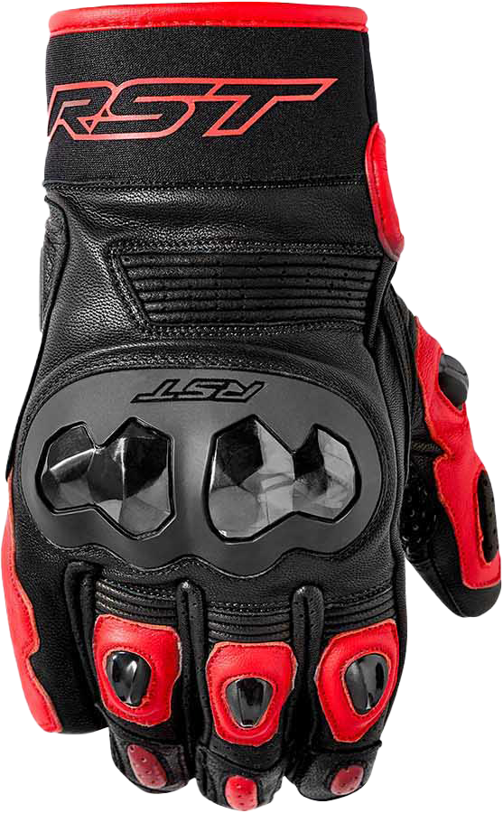 RST Freestyle 3 D3O CE Leather Glove - Black/Red - M