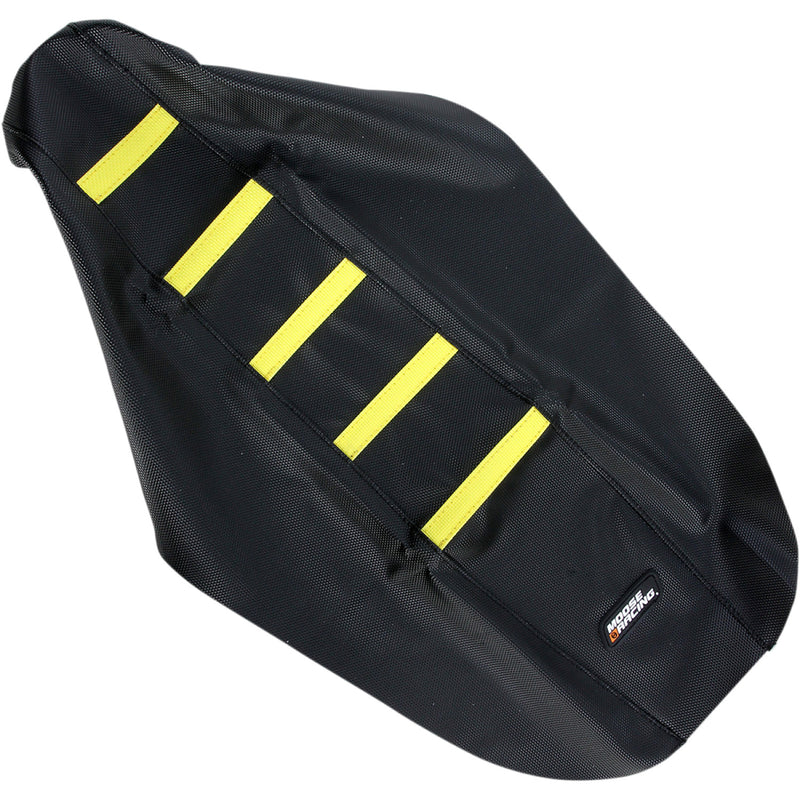 Moose Racing Ribbed Seat Cover - Black Cover/Yellow Ribs - Suzuki RMZ45005-331RT