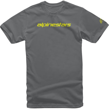 ALPINESTARS Linear Wordmark T-Shirt - Charcoal/Fluorescent Yellow - XL 1212720201852XL